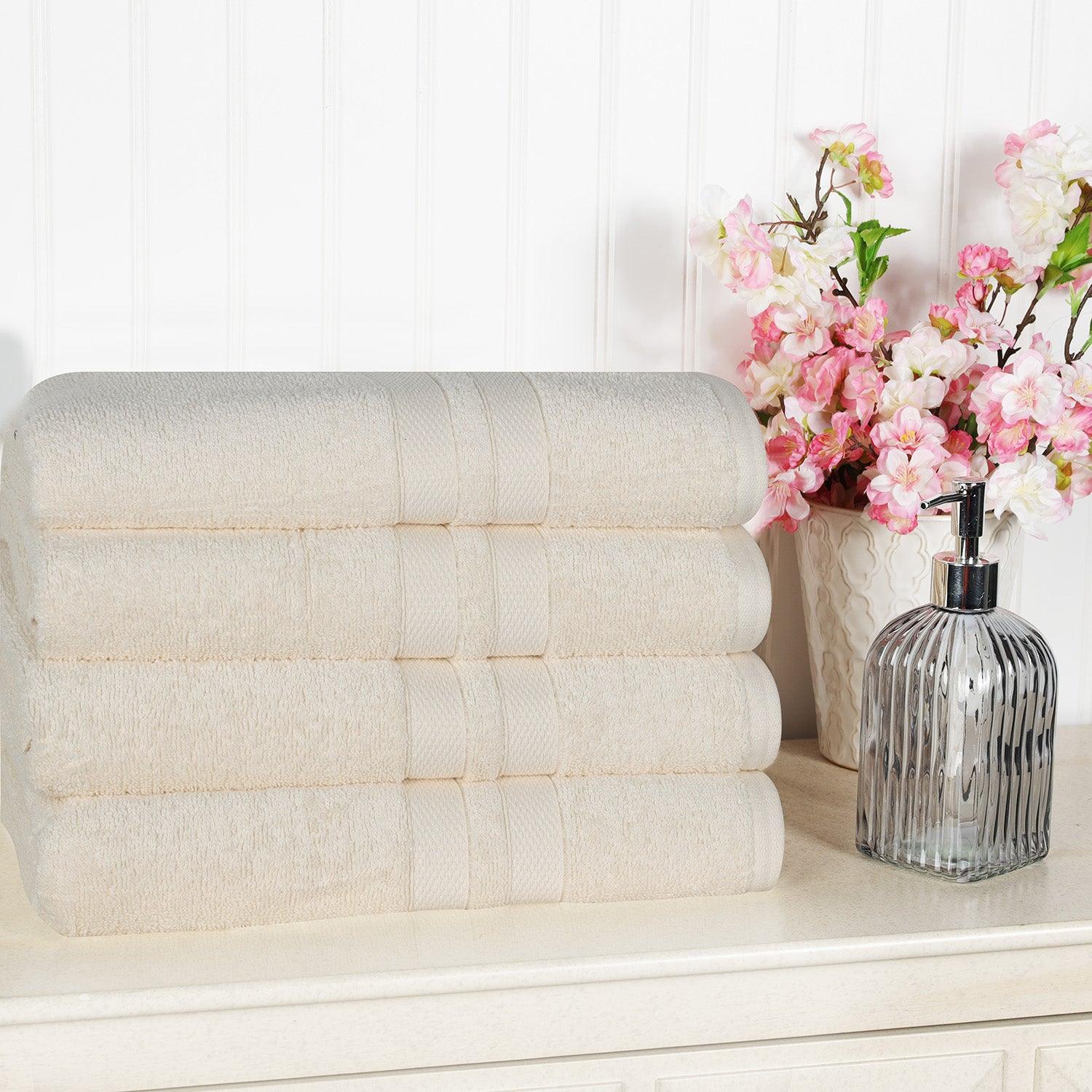 Ultra Soft Cotton Absorbent Solid Bath Towel Set of 4 - Bath Towel by Superior Brand