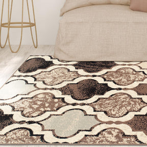 Superior Viking Contemporary Geometric Trellis Non-Slip Washable Area Rug  - Ivory