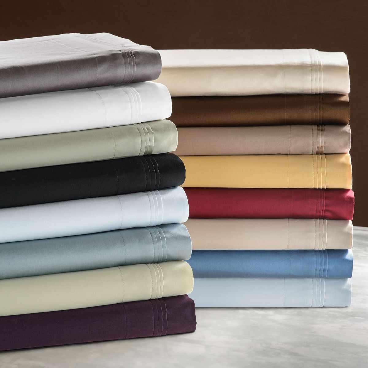  600 Thread Count 100% Egyptian Cotton Elegant Striped Pillow Sham Set - Beige